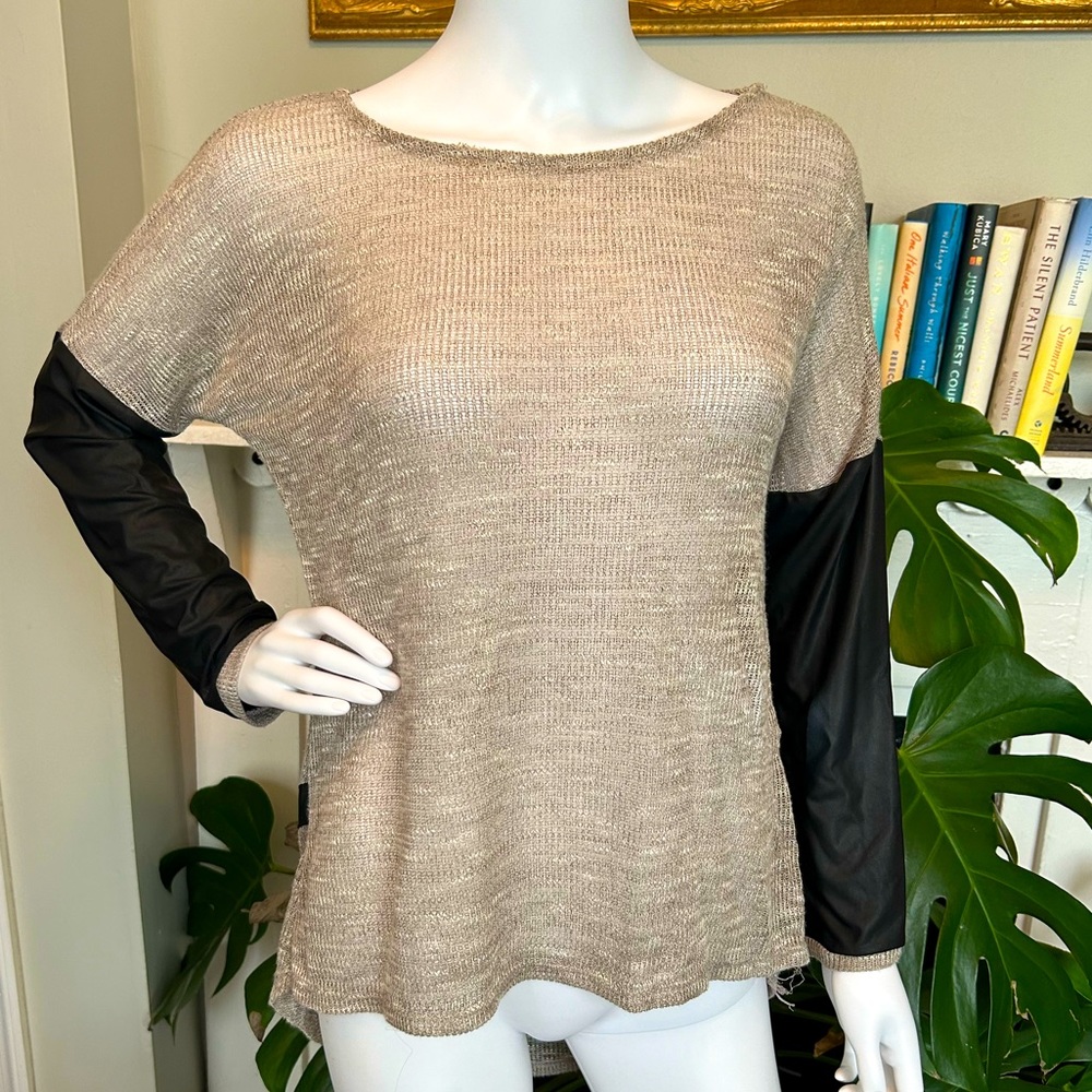 Cream Sheer Dual Fabric Top